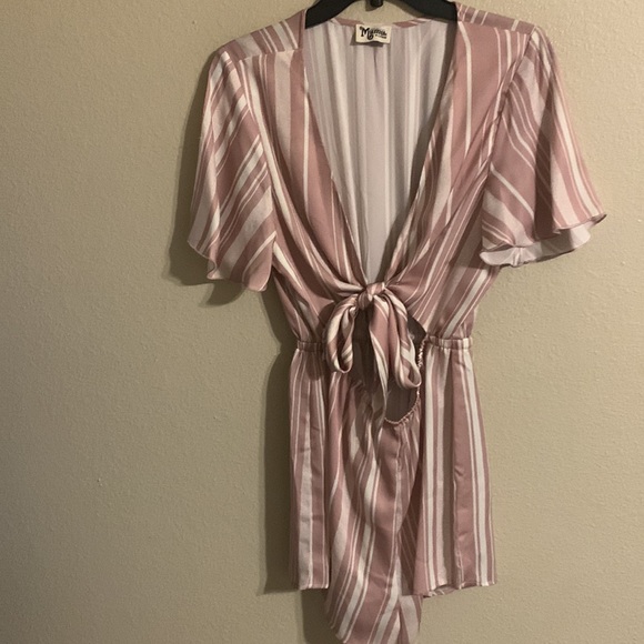 Show Me Your Mumu Gia mauve stripe romper XL - Picture 2 of 5